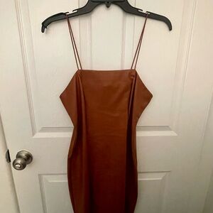 Faux Leather Spaghetti Strap Dress